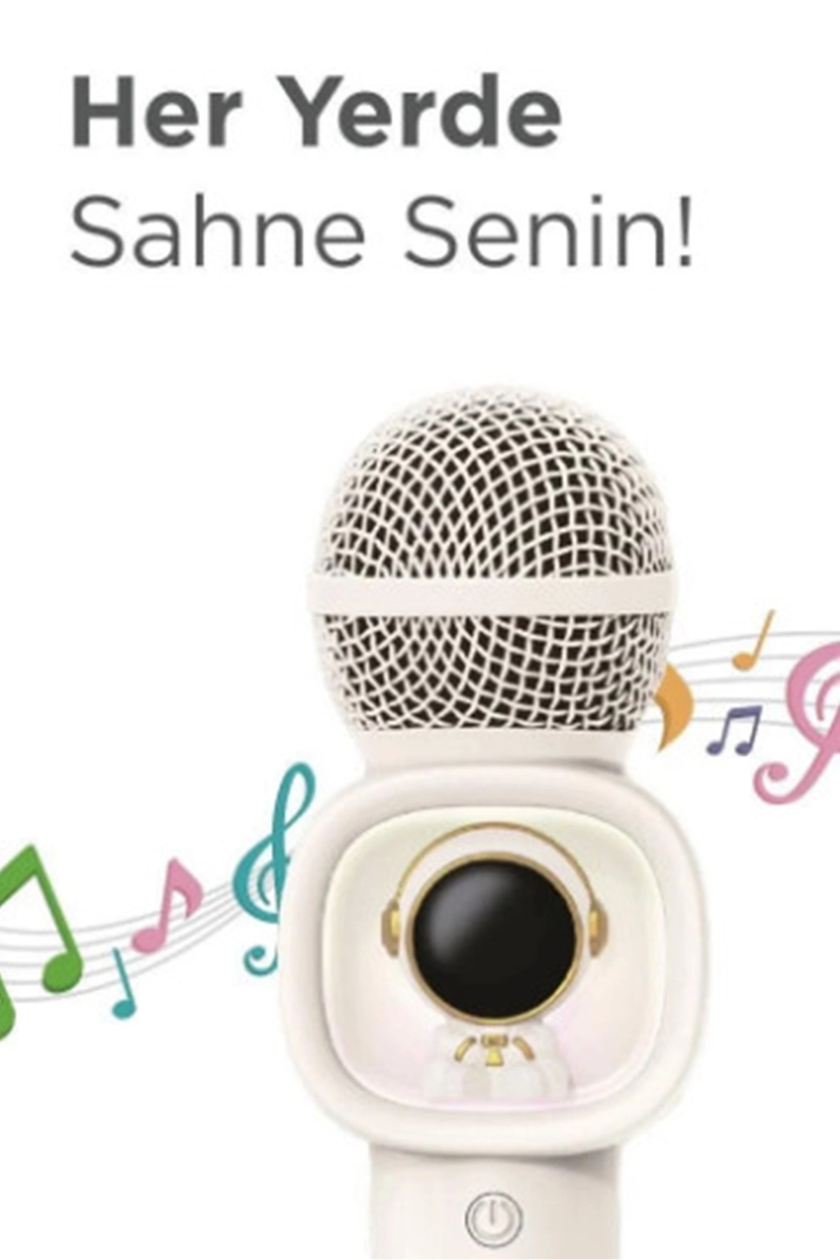 Taşınabilir Rgb Işılı Sevimli Figürlü Mikrofonlu Karaoke Bluetooth Hoparlör Krem ( Lisinya )