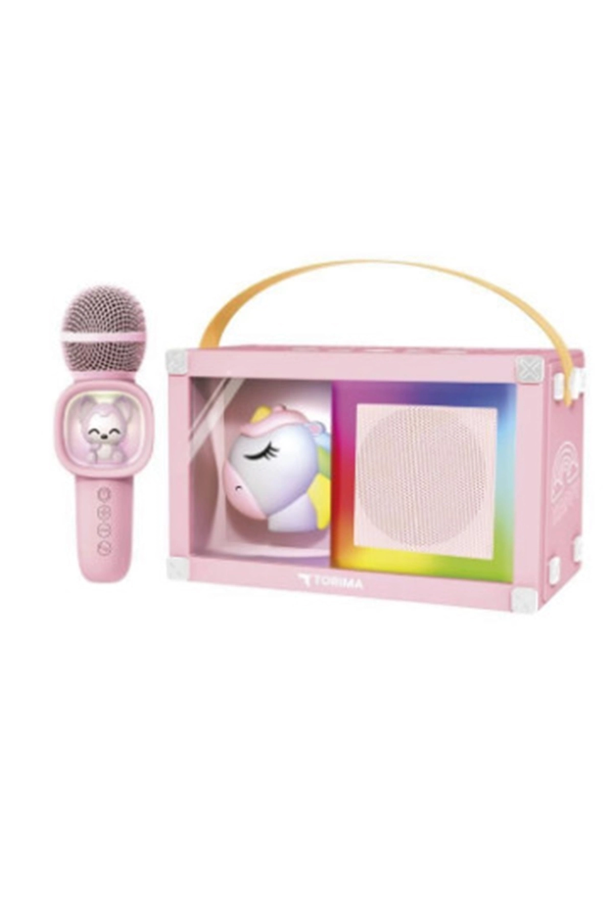 Taşınabilir Rgb Işılı Sevimli Figürlü Mikrofonlu Karaoke Bluetooth Hoparlör Pembe ( Lisinya )