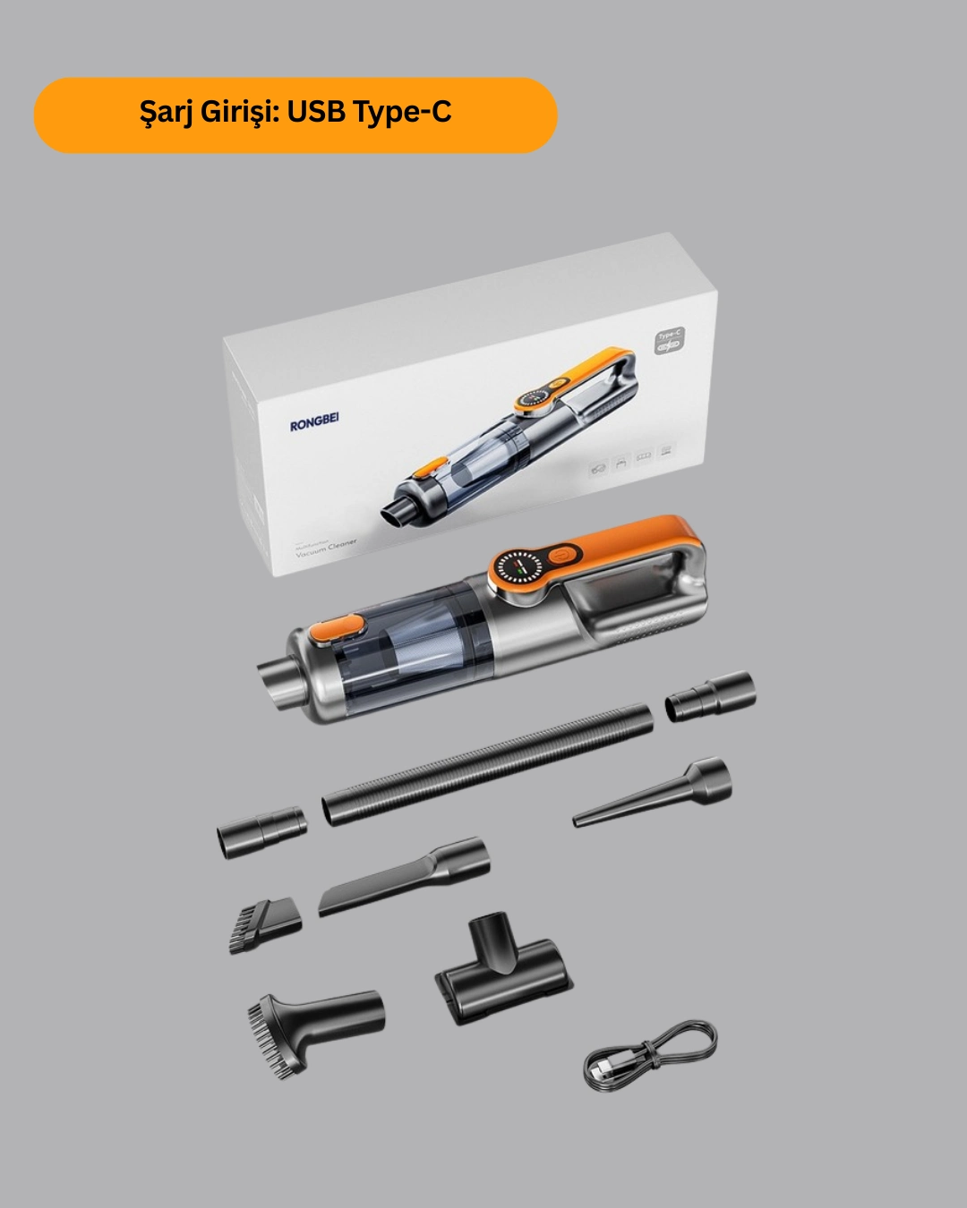 Taşınabilir Şarjlı El Süpürgesi Çok Yönlü Temizlik 5 Başlıklı Numaratör Hediyeli ( Lisinya )
