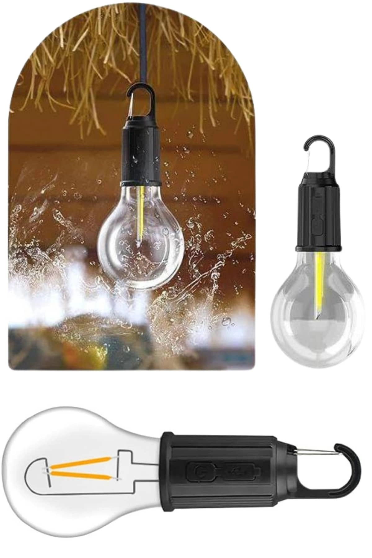 Taşınabilir Şarjlı Led Ampul Askılı Lamba Kamp Bahçe Lambası ( Lisinya )