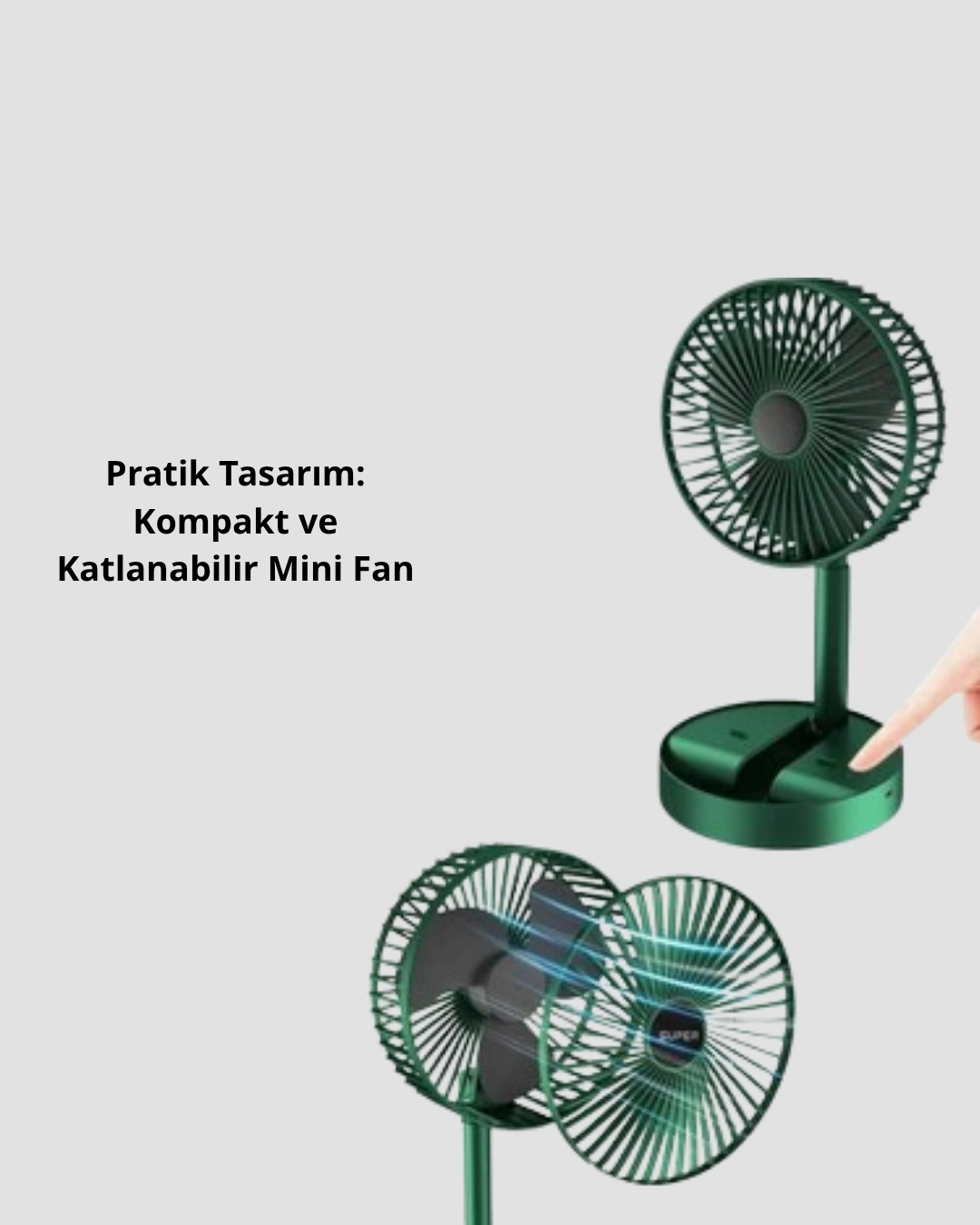 Taşınabilir Şarjlı Mini Fan – Katlanabilir Gövde, 3 Hız Kademesi ( Lisinya )