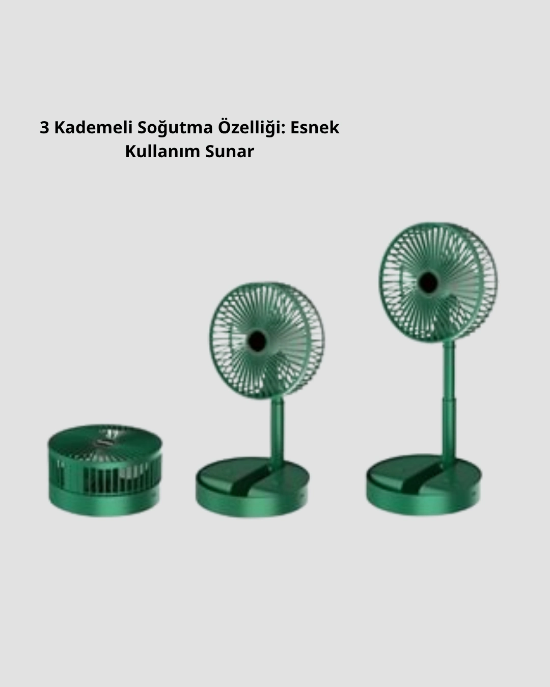 Taşınabilir Şarjlı Mini Fan – Katlanabilir Gövde, 3 Hız Kademesi ( Lisinya )