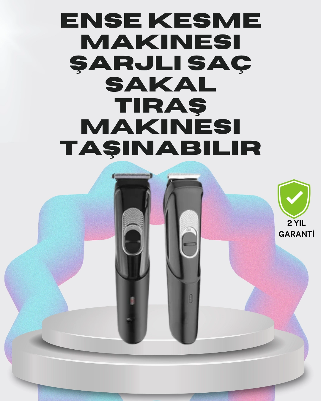 Taşınabilir Şarjlı Saç Sakal Tıraş Makinesi – 3 Taraklı, Sessiz Ve Ergonomik ( Lisinya )