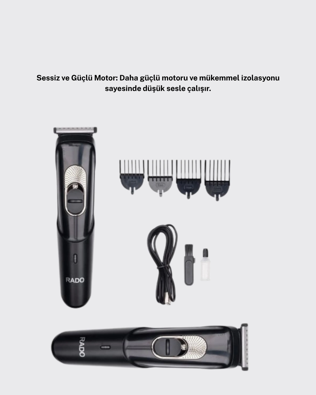 Taşınabilir Şarjlı Saç Sakal Tıraş Makinesi – 3 Taraklı, Sessiz Ve Ergonomik ( Lisinya )