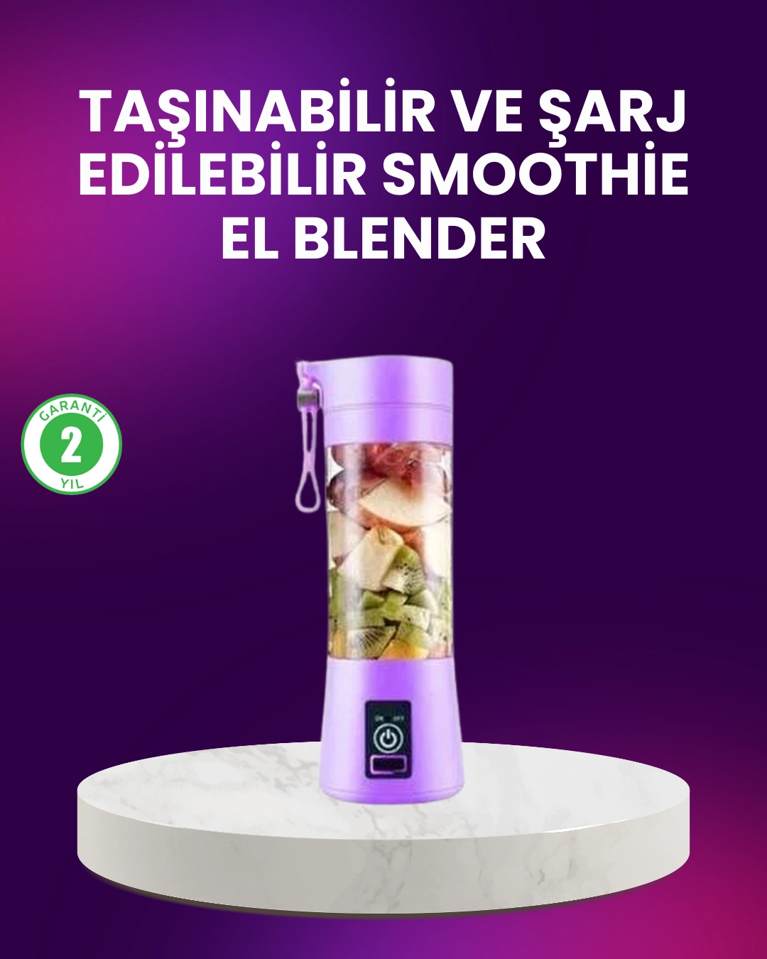 Taşınabilir Şişe Blender 380ml Şarjlı Spor Smoothie Shake Karıştırıcı ( Lisinya )