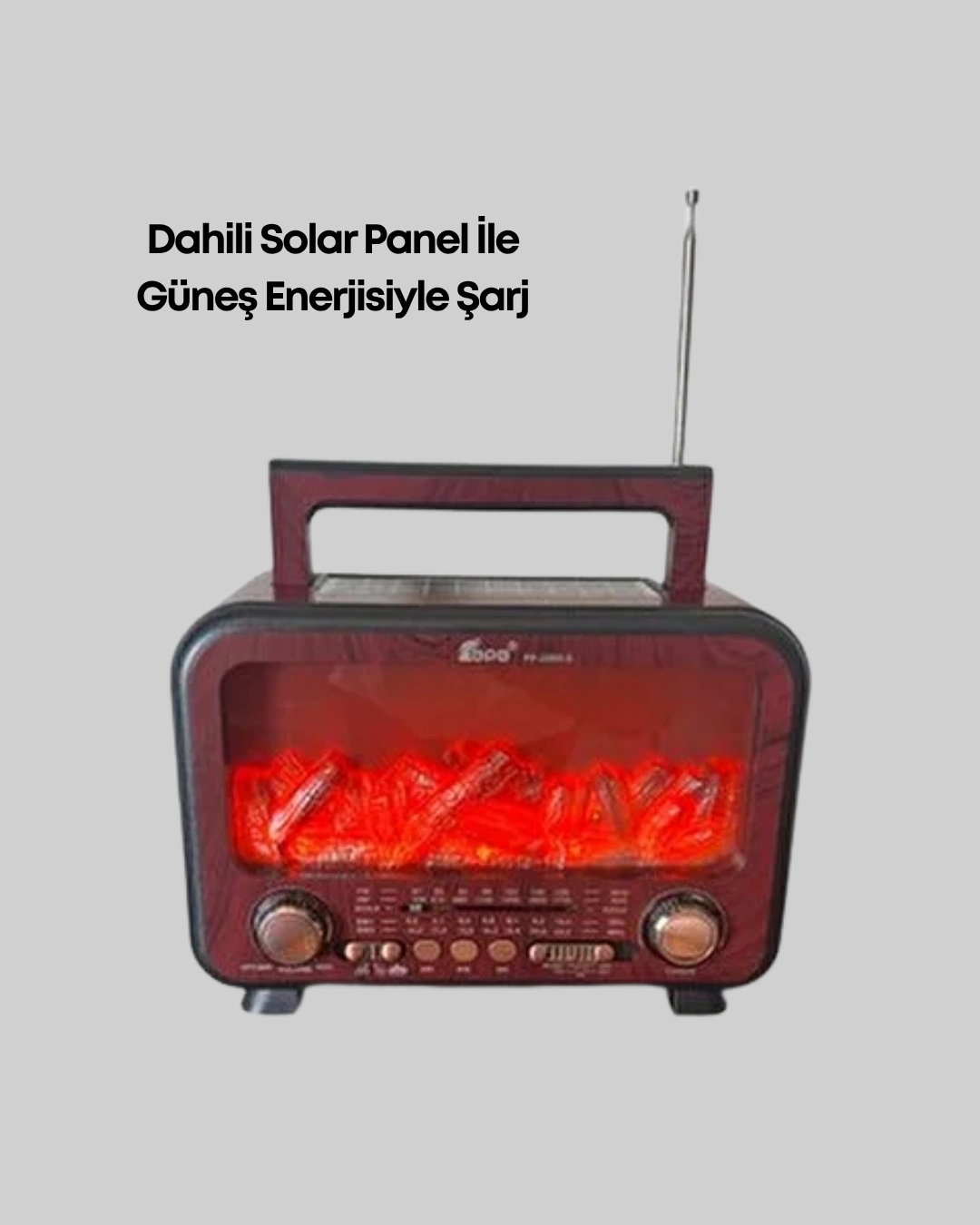 Taşınabilir Şömine Görünümlü Bluetooth Hoparlör – Solar Şarjlı, Alev Işıklı, 7w Ses ( Lisinya )