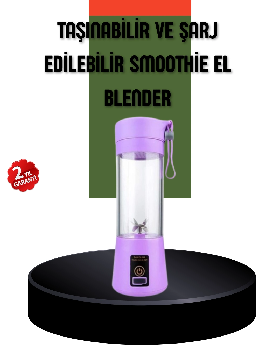Taşınabilir Usb Şarjlı Mini Smoothie Blender 380ml Çelik Bıçaklı Portatif ( Lisinya )