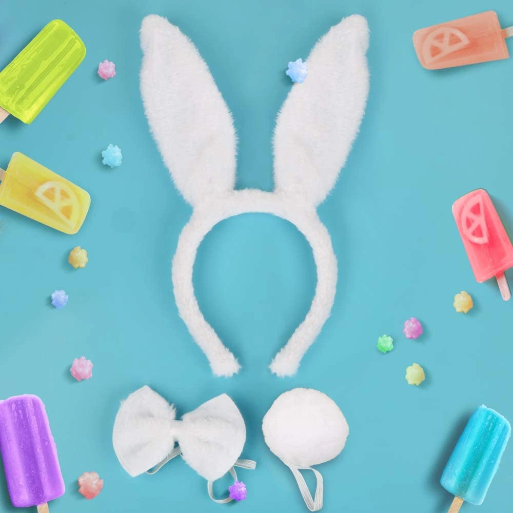 Tavşan Kostüm Seti Taç Papyon Kuyruk Beyaz Renk ( Lisinya ) Tavşan Kostüm Seti Taç Papyon Kuyruk Beyaz Renk ( Lisinya )