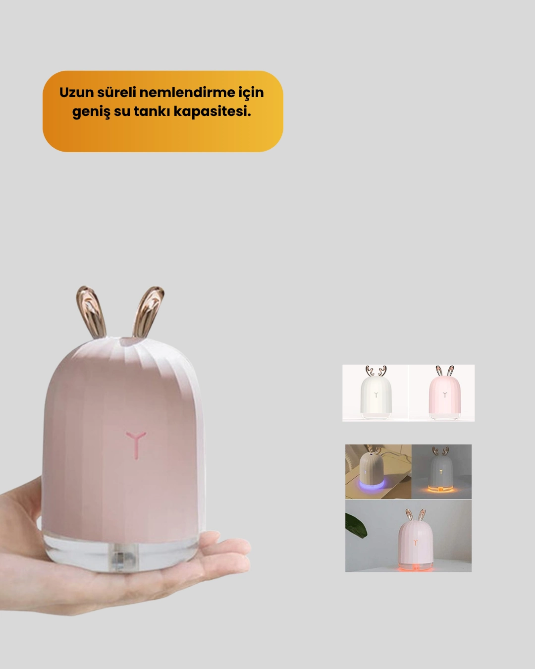 Tavşan Kulak Tasarımlı 200 Ml Usb Aroma Difüzör Ve Hava Nemlendirici ( Lisinya )