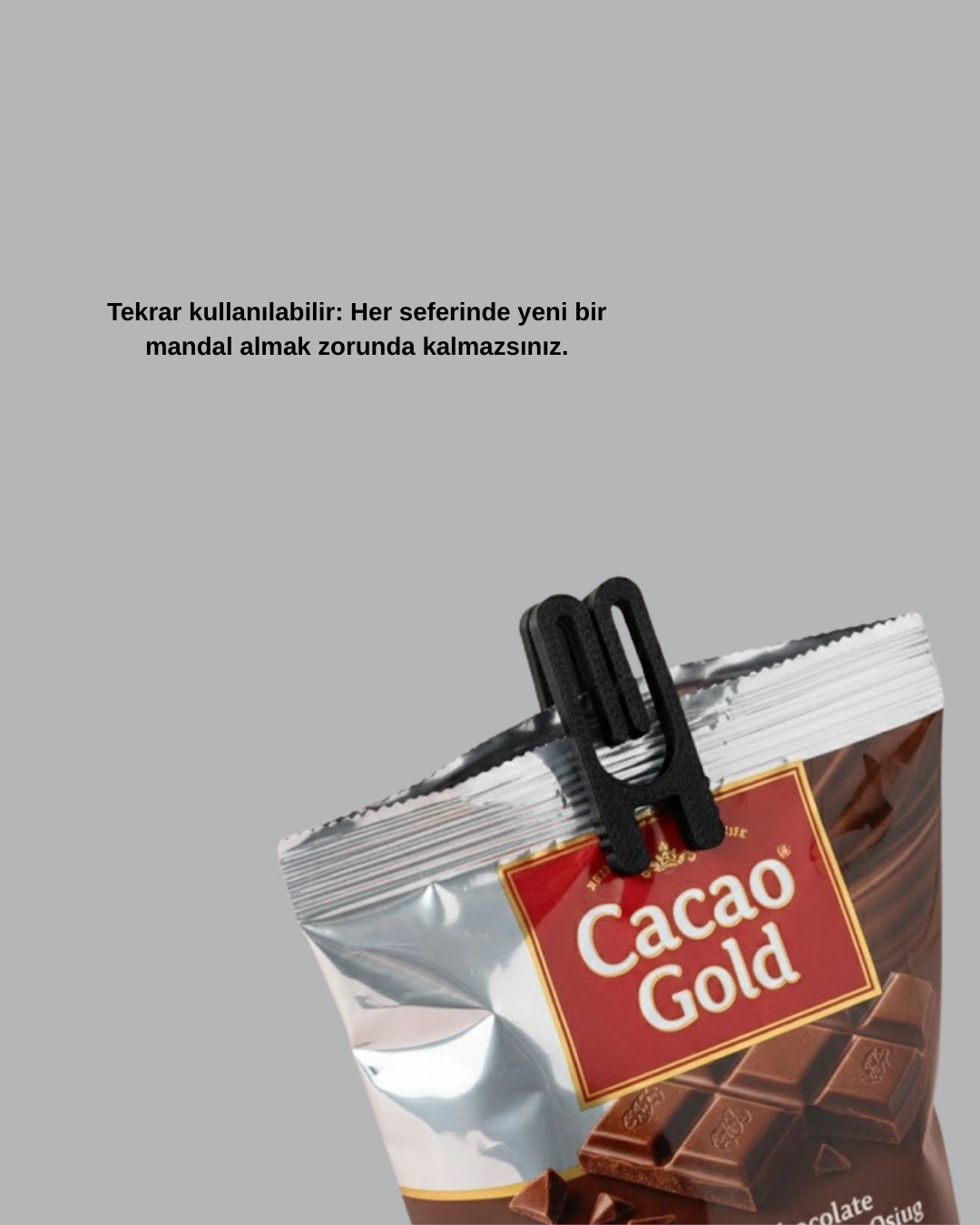 Tekrar Kullanılabilir Poşet Mandalı Siyah 6’lı Set ( Lisinya )