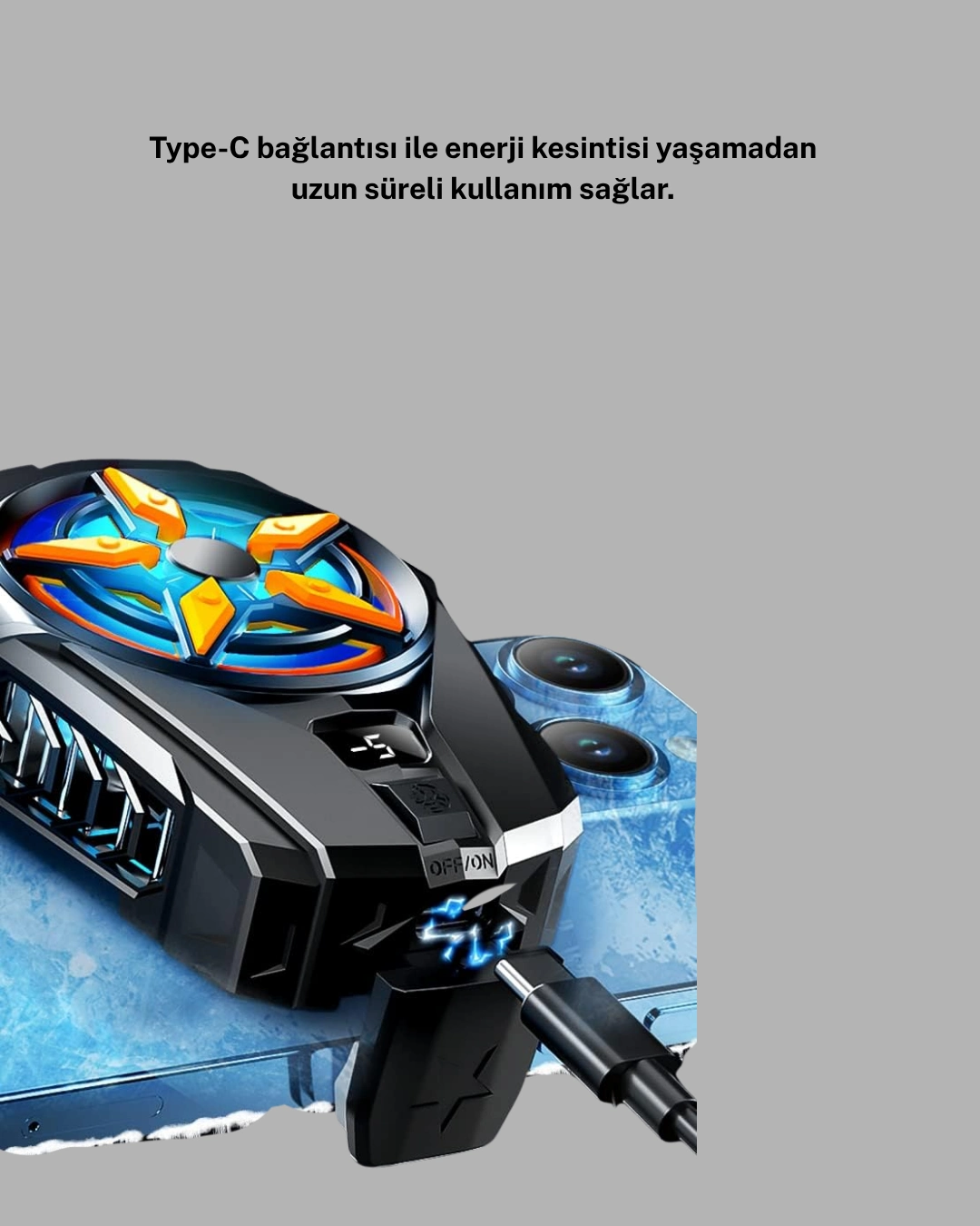 Telefon Soğutucu Radyatör Type-c Bağlantılı 2 Kademeli Dijital Kontrollü ( Lisinya )