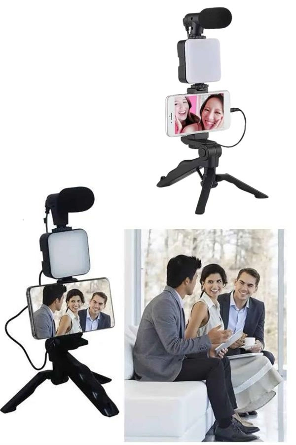Telefon Tutucu Led Işıklı Kumandalı Mikrofon Telefon Vlog Video Kayıt ( Lisinya ) Telefon Tutucu Led Işıklı Kumandalı Mikrofon Telefon Vlog Video Kayıt ( Lisinya )