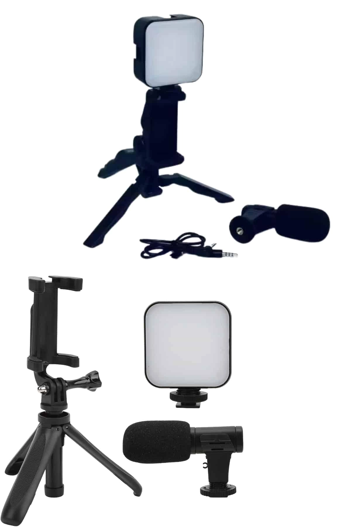 Telefon Tutucu Mikrofonlu Işıklı Youtuber Video Kayıt ( Lisinya )