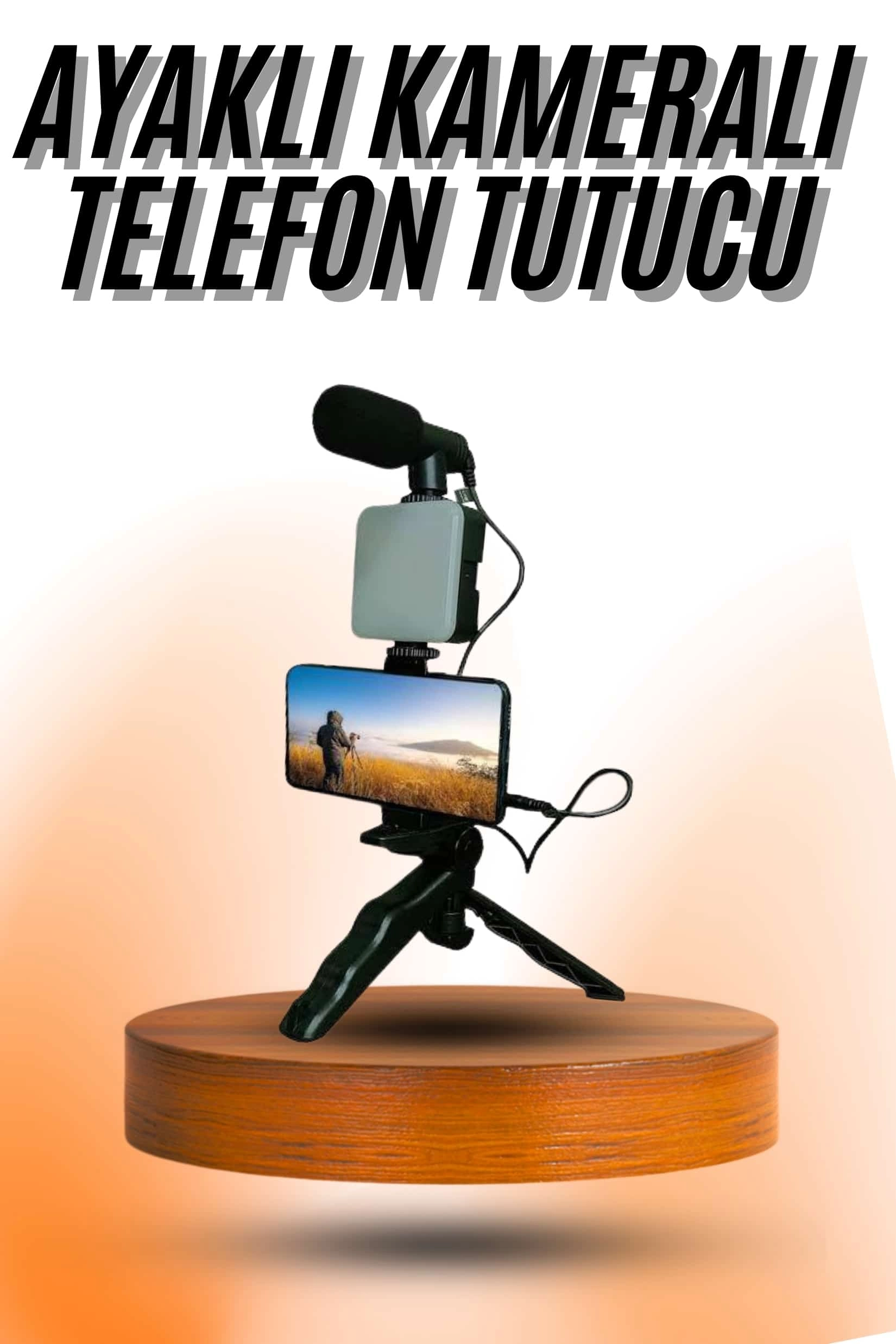 Telefon Tutucu Mini Mikrofonlu Tripod Vlog Çekim Video ( Lisinya ) Telefon Tutucu Mini Mikrofonlu Tripod Vlog Çekim Video ( Lisinya )