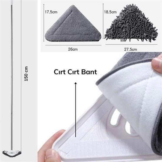 Teleskopik Saplı 150 Cm Üçgen Mop Cam Duvar Tavan Fayans Parke Temizleyici Mop ( Lisinya ) Teleskopik Saplı 150 Cm Üçgen Mop Cam Duvar Tavan Fayans Parke Temizleyici Mop ( Lisinya )