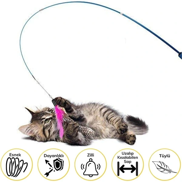 Teleskopik Zilli Ve Tüylü Kedi Oyuncağı ( Lisinya ) Teleskopik Zilli Ve Tüylü Kedi Oyuncağı ( Lisinya )