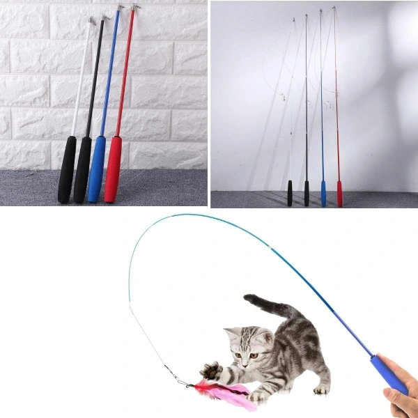 Teleskopik Zilli Ve Tüylü Kedi Oyuncağı ( Lisinya )