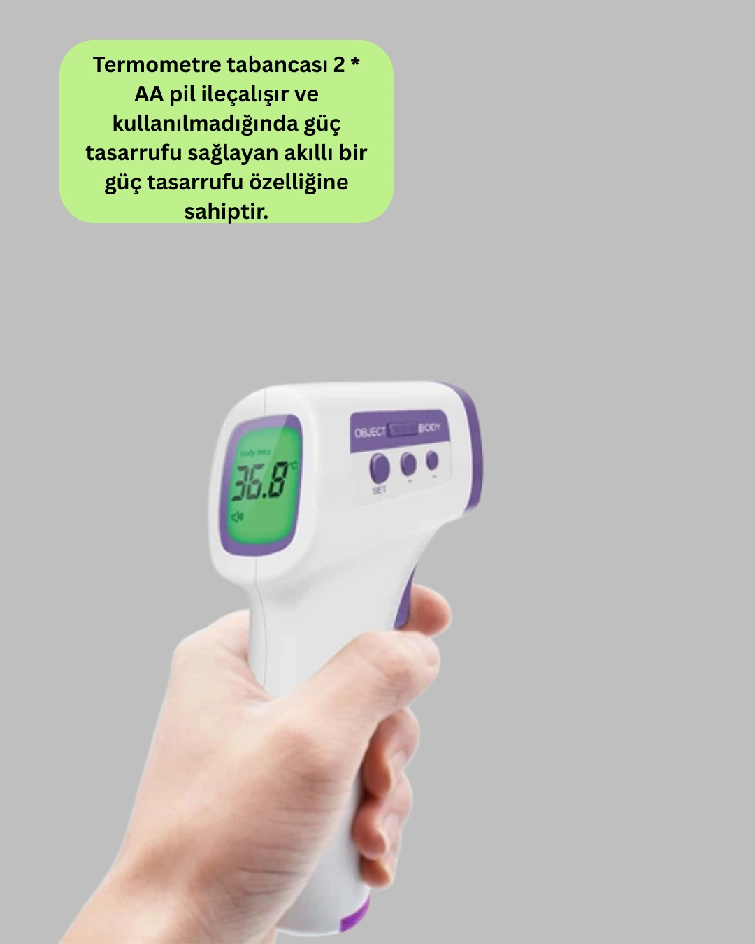 Temassız Ateş Ölçer Dijital Kızılötesi Termometre Hızlı Ölçüm ( Lisinya )