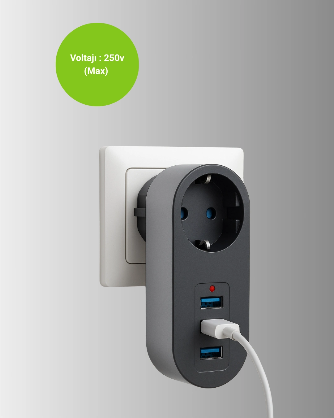 Termal Akım Korumalı 3 Usb'li Güvenli Priz – Akıllı Akım Dengeleme ( Lisinya )