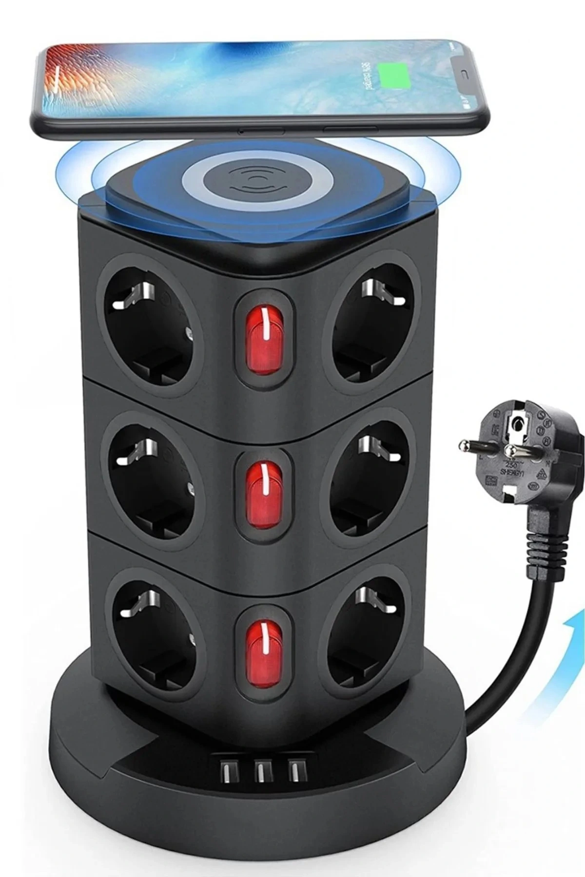 Termal Akım Korumalı Isıya Dayanıklı 3 Usb 12 Priz Ve Wireless Kablosuz Şarj 2.4 Amper Kablolu Priz ( Lisinya ) Termal Akım Korumalı Isıya Dayanıklı 3 Usb 12 Priz Ve Wireless Kablosuz Şarj 2.4 Amper Kablolu Priz ( Lisinya )