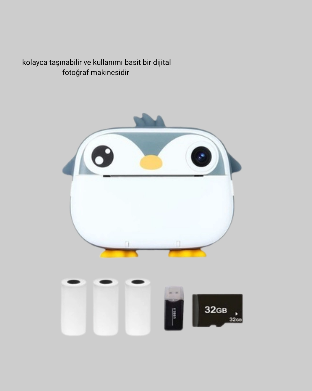 Termal Baskı Çocuk Kamerası Hd Çekim Usb Şarjlı Eğitici Oyuncak ( Lisinya )