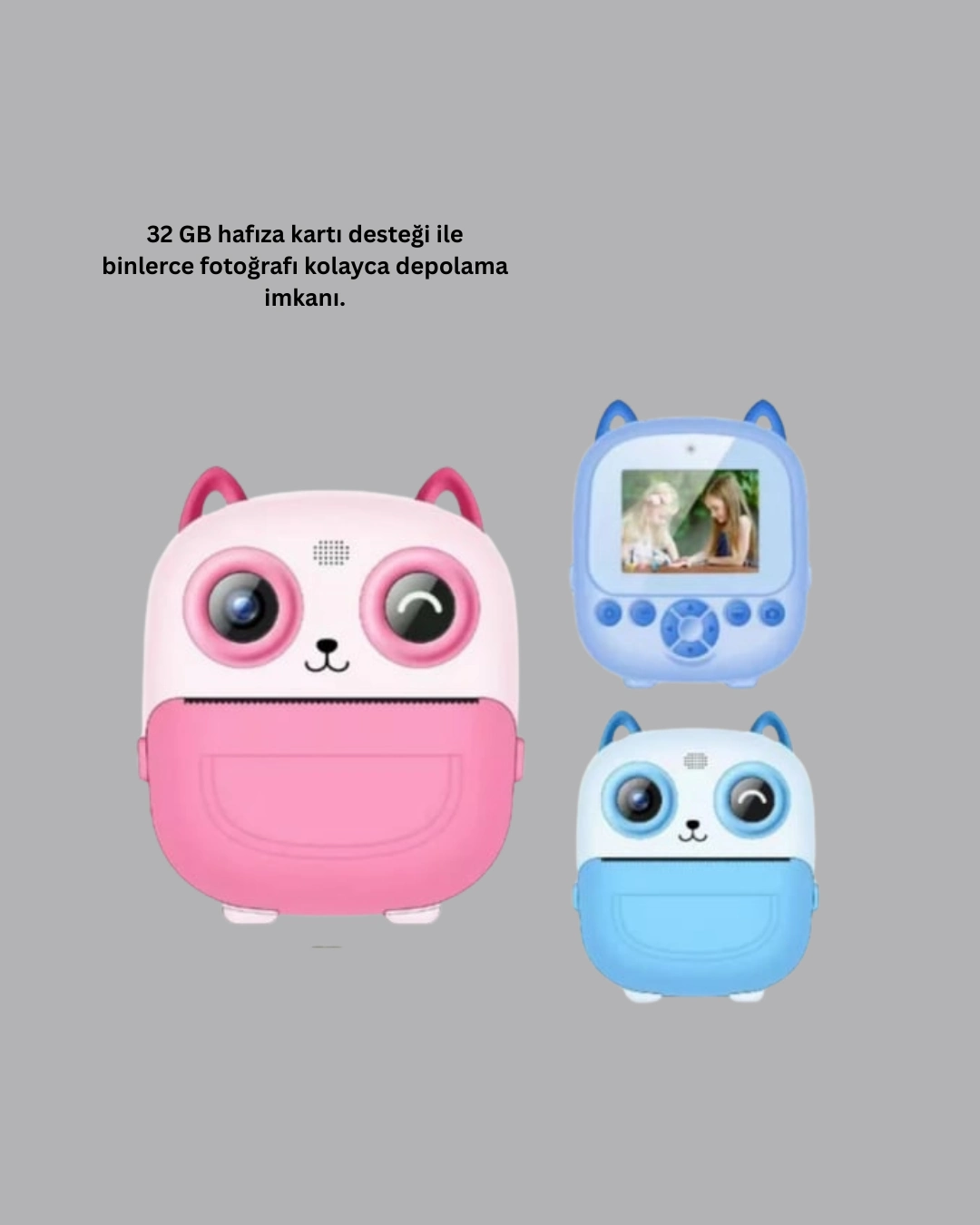 Termal Baskı Özellikli Çocuk Kamerası 1080p Video Destekli ( Lisinya )