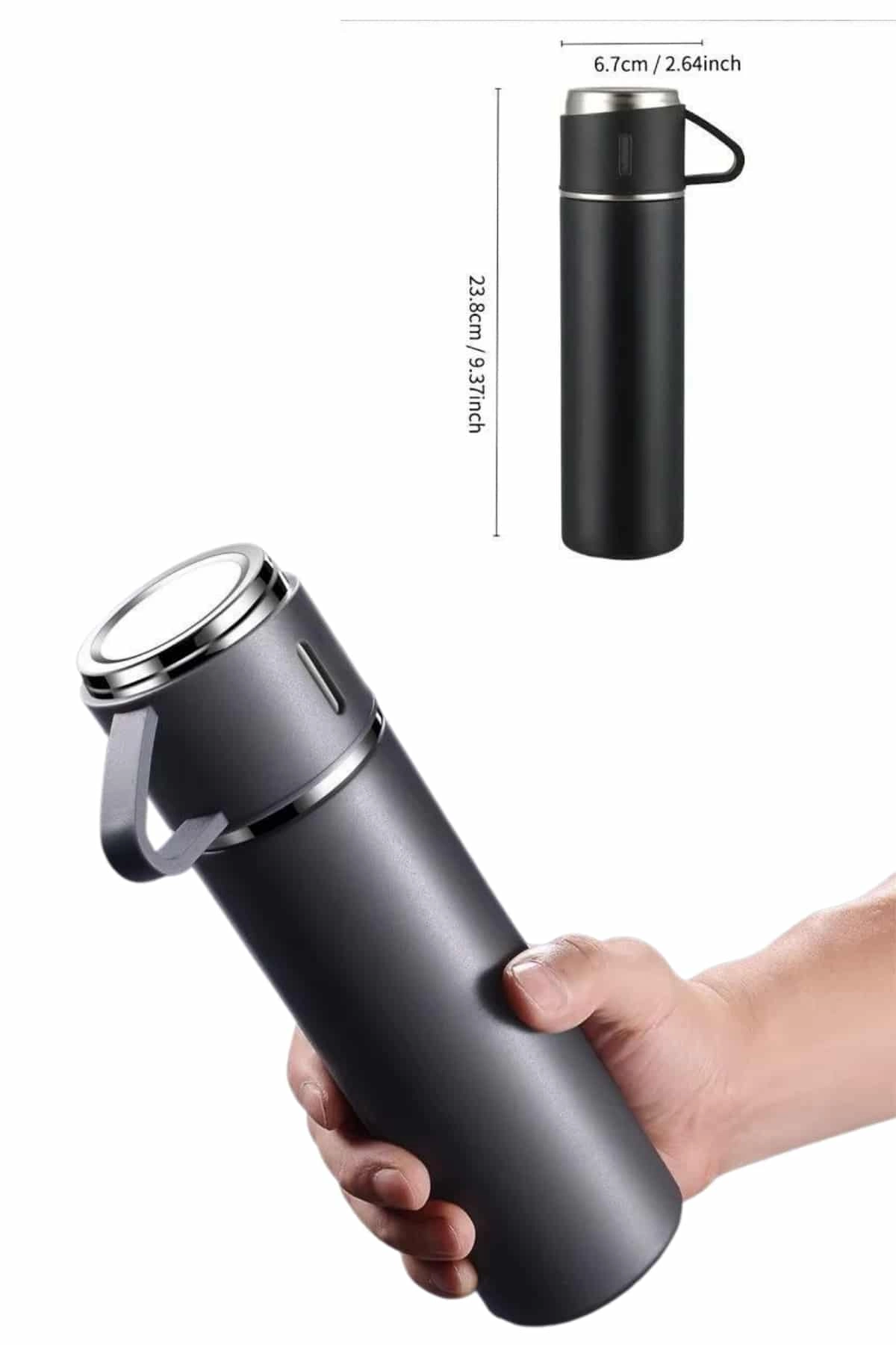 Termos Paslanmaz Çelik Termos Siyah Renk 3 Bardaklı Termos Seti ( Lisinya ) Termos Paslanmaz Çelik Termos Siyah Renk 3 Bardaklı Termos Seti ( Lisinya )