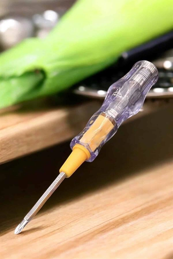 Test Cihazı Kontrol Kalemi Çift Başlıklı Şeffaf Elektrik Testi ( Lisinya )