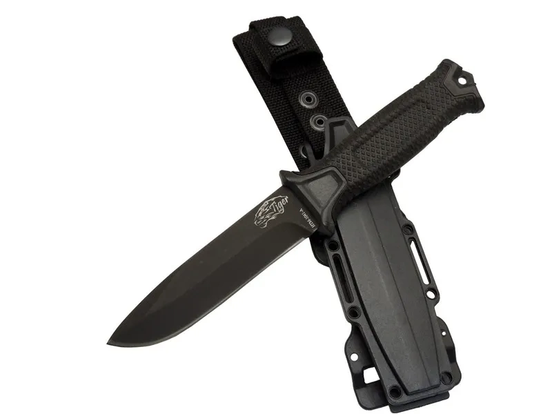 Tiger Tactical Htm 1041 A Siyah Outdoor / Survival Bıçak 27cm - Kauçuk Sap, Kılıflı, Kutulu ( Lisinya )