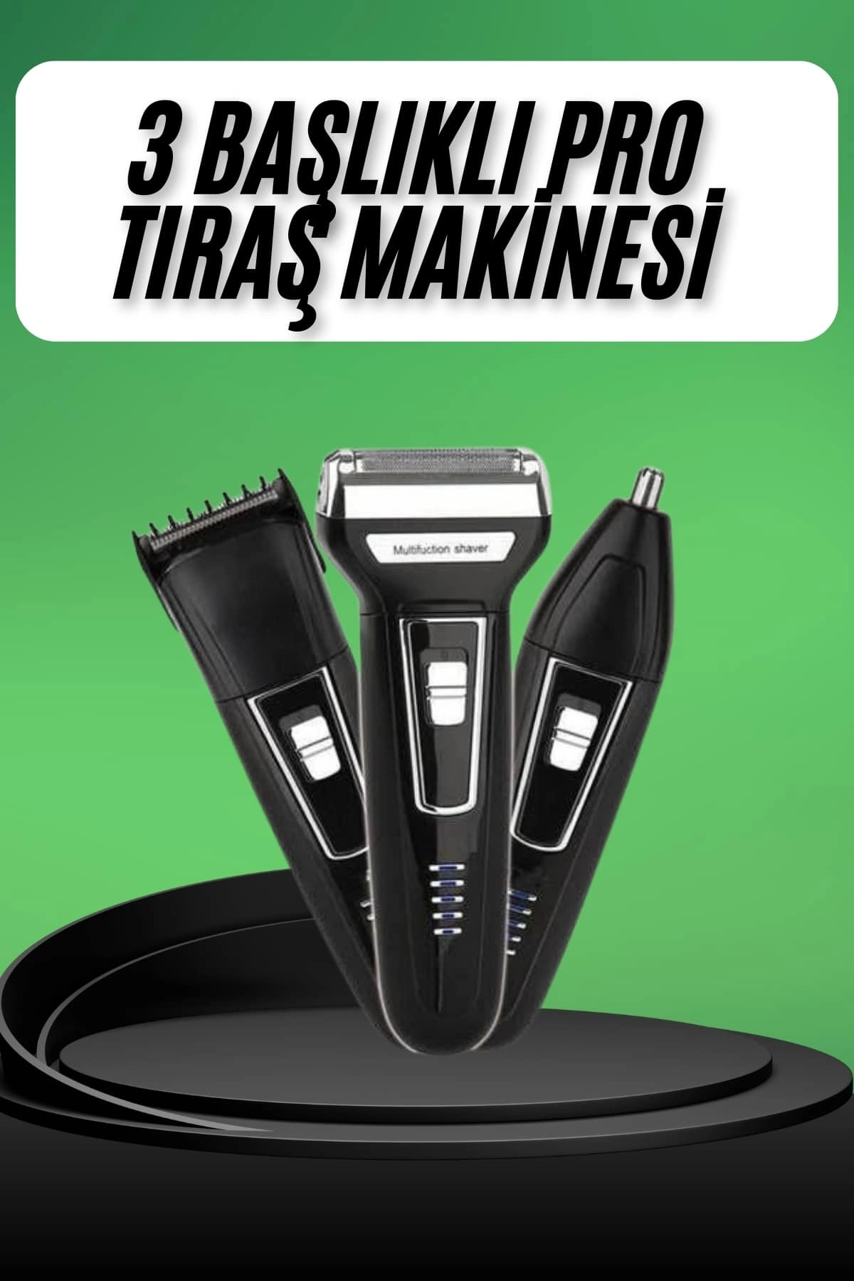 Tıraş Makinesi 3 Başlıklı T Başlıklı Hassas Ciltlere Özel Saç Sakal Vücut Kulak Ve Burun ( Lisinya )