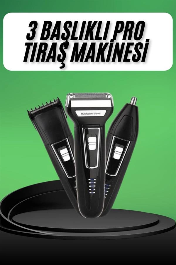 Tıraş Makinesi 3 Başlıklı T Başlıklı Hassas Ciltlere Özel Saç Sakal Vücut Kulak Ve Burun ( Lisinya )