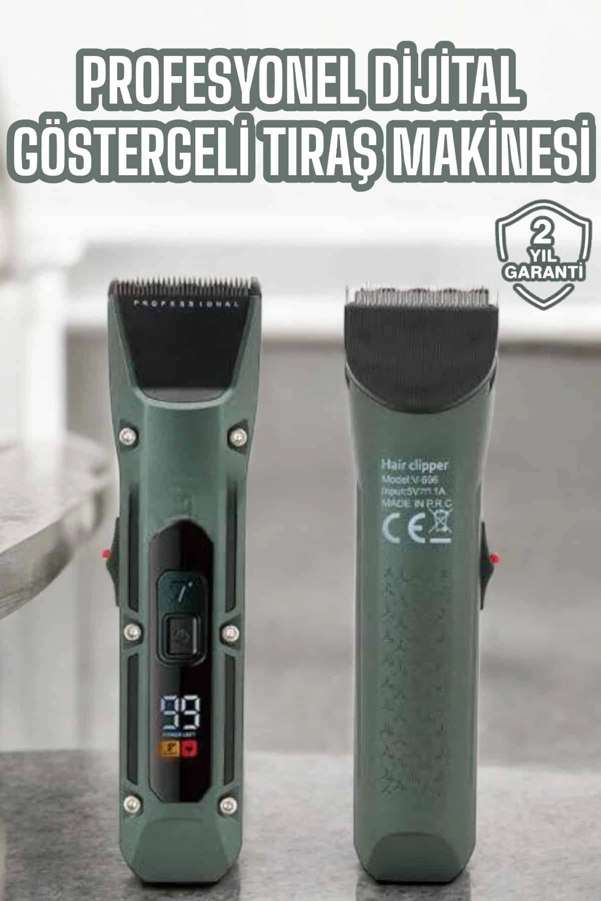 Tıraş Makinesi Dijital Göstergeli Turbo Motor Paslanmaz Çelik ( Lisinya )