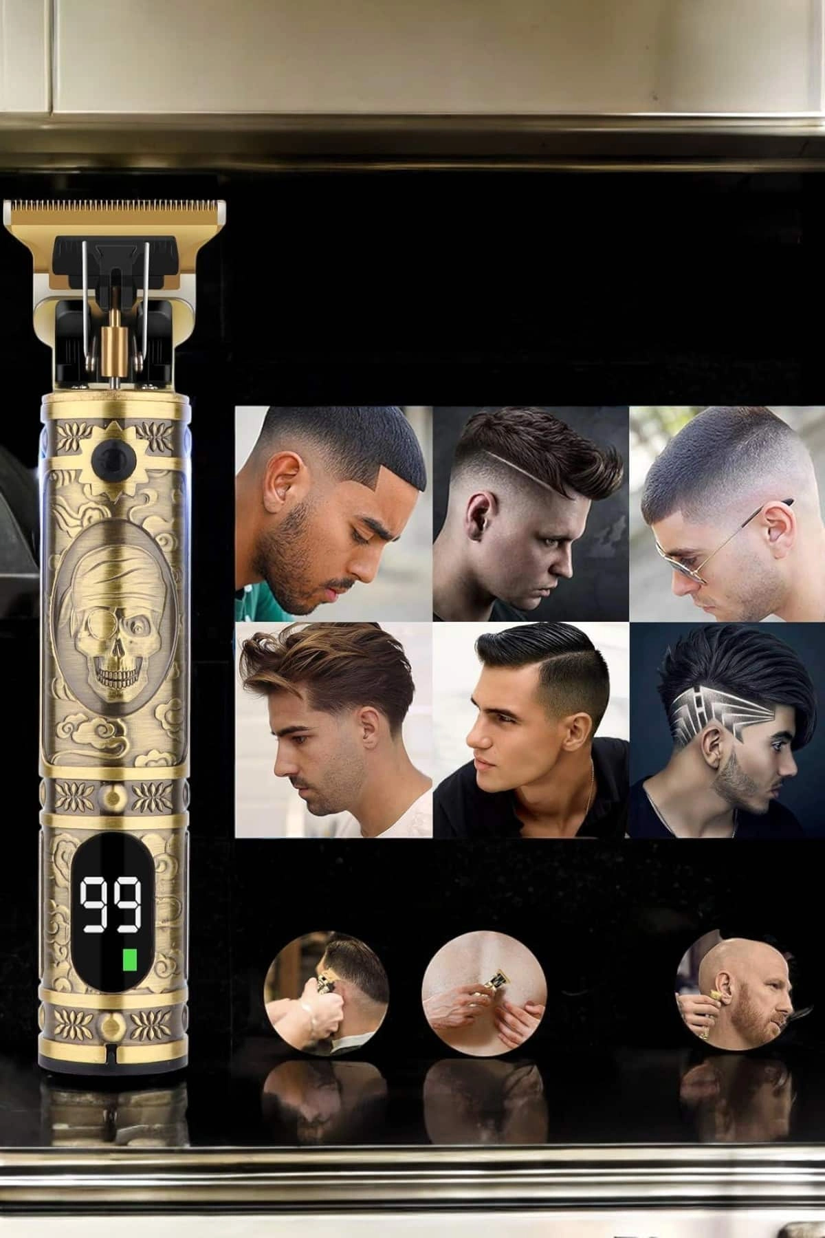 Tıraş Makinesi Şarjlı Profesyonel Saç Kesme Makinesi Gold Çizik Tıraş ( Lisinya )