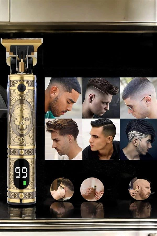 Tıraş Makinesi Şarjlı Profesyonel Saç Kesme Makinesi Gold Çizik Tıraş ( Lisinya )