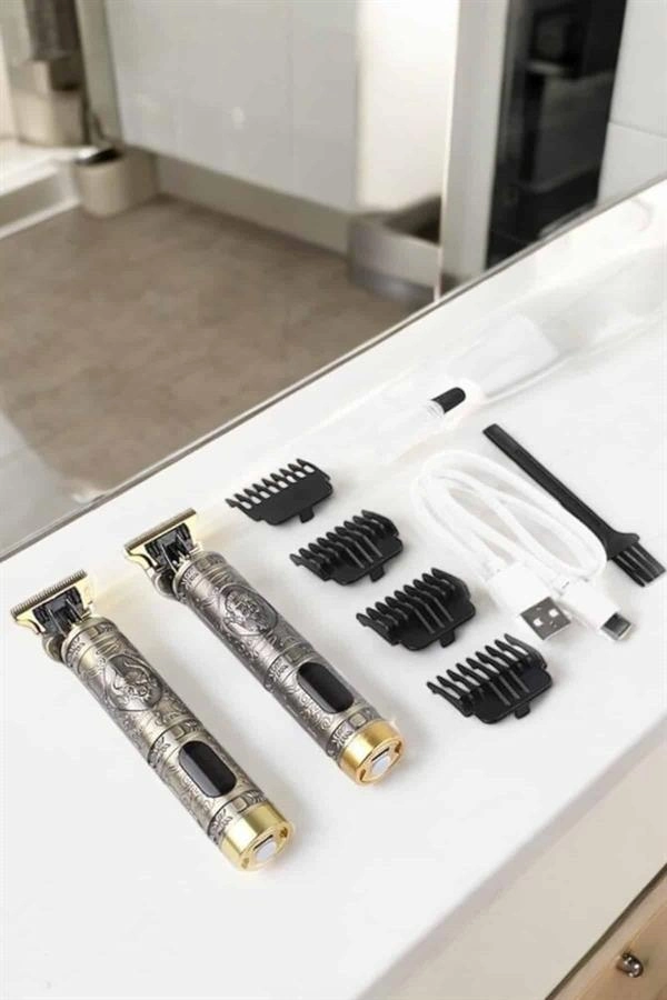 Tıraş Makinesi Şarjlı Profesyonel Saç Kesme Makinesi Gold Çizik Tıraş ( Lisinya )