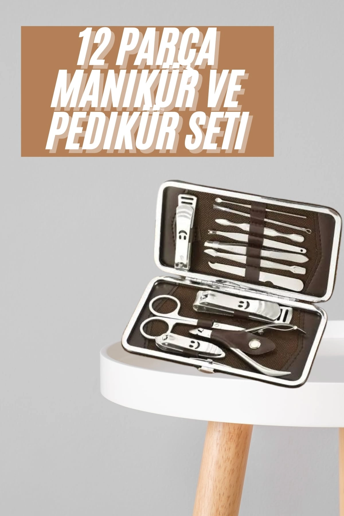 Tırnak Bakım Seti Tırnak Düzeltme Batık 12 Parça Çanta Tipi Manikür Pedikür ( Lisinya )