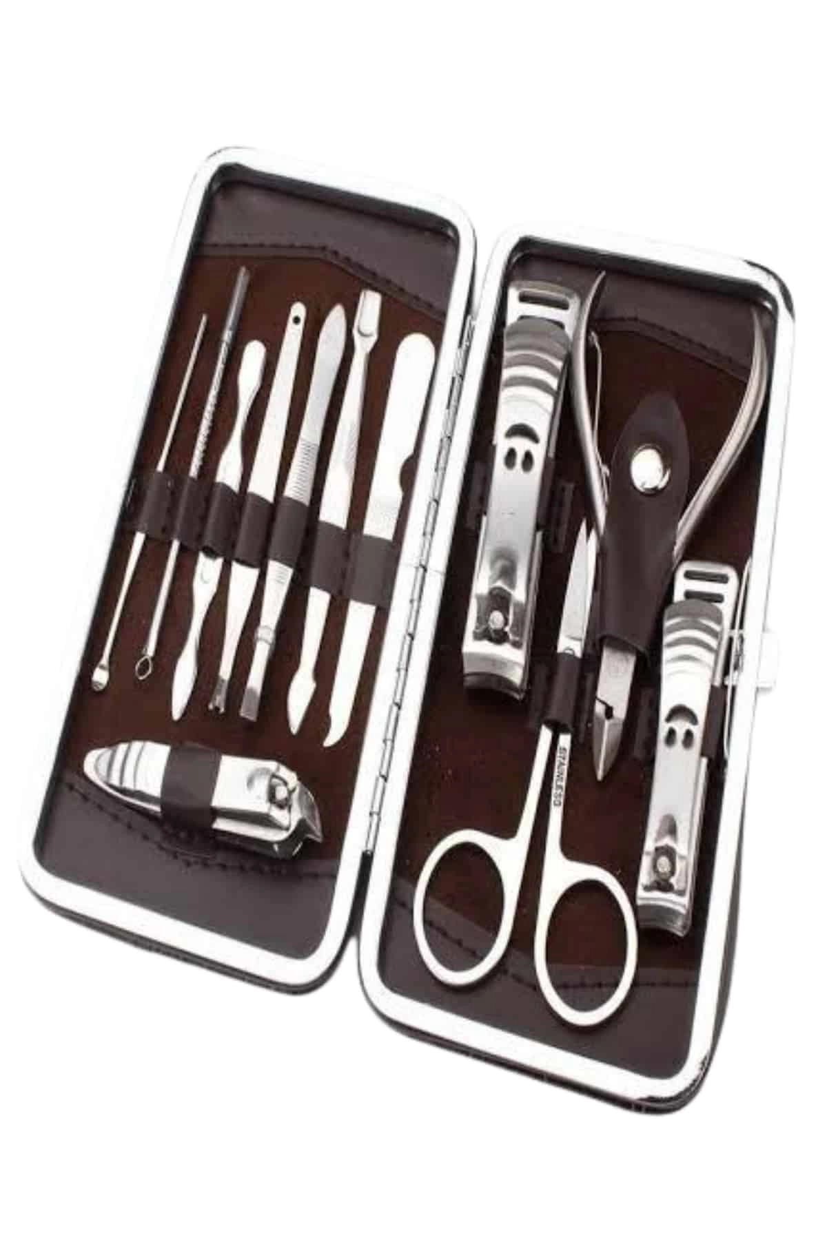 Tırnak Bakım Seti Tırnak Düzeltme Batık 12 Parça Çanta Tipi Manikür Pedikür ( Lisinya )