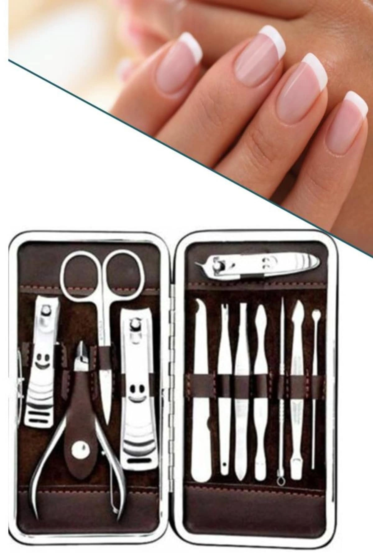 Tırnak Bakım Seti Tırnak Düzeltme Batık 12 Parça Çanta Tipi Manikür Pedikür ( Lisinya )