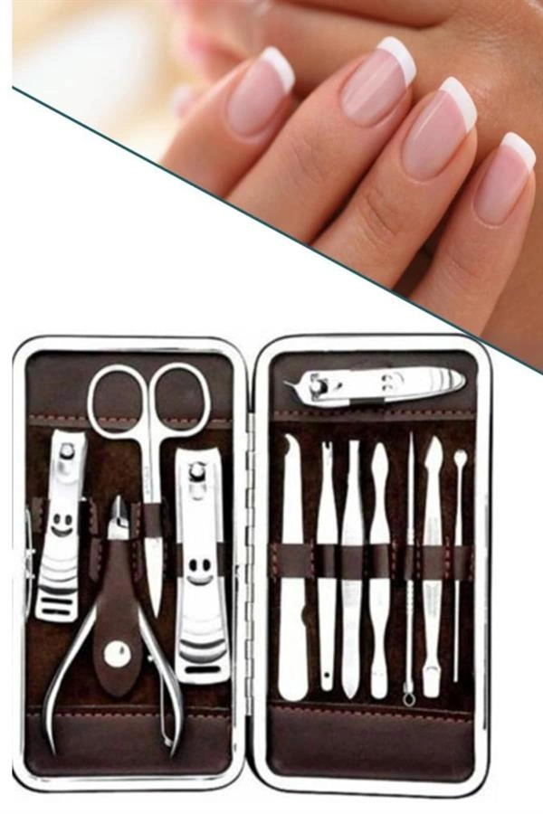 Tırnak Bakım Seti Tırnak Düzeltme Batık 12 Parça Çanta Tipi Manikür Pedikür ( Lisinya )