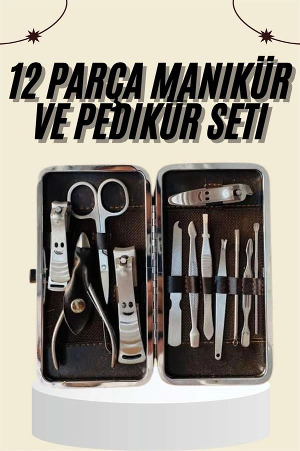 Tırnak Bakımı Tırnak Makası Profesyonel 12 Parça El Ayak Manikür Pedikür Seti ( Lisinya )