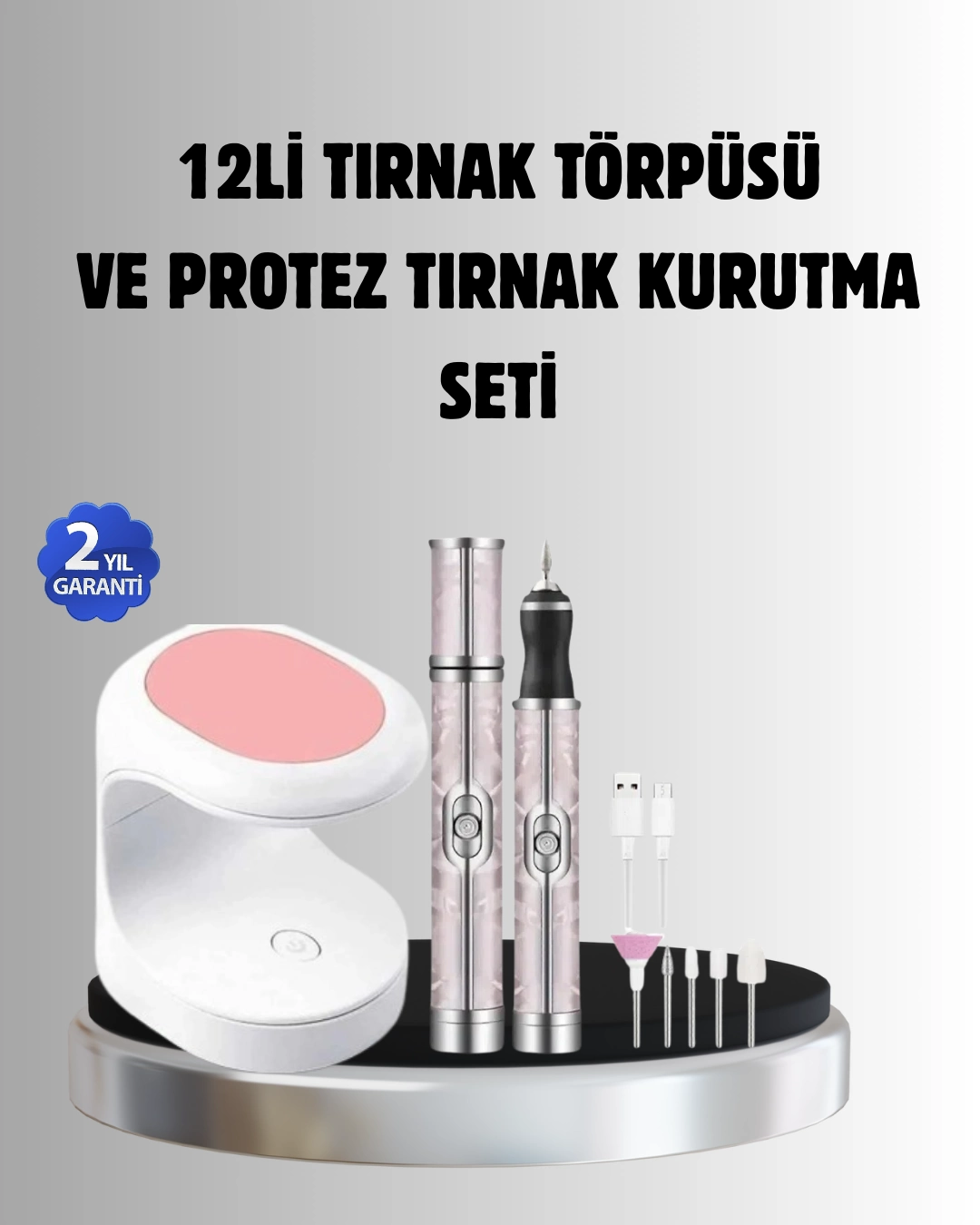 Tırnak Matkabı Ve Led Oje Kurutucu 2’li Profesyonel Bakım Seti ( Lisinya )