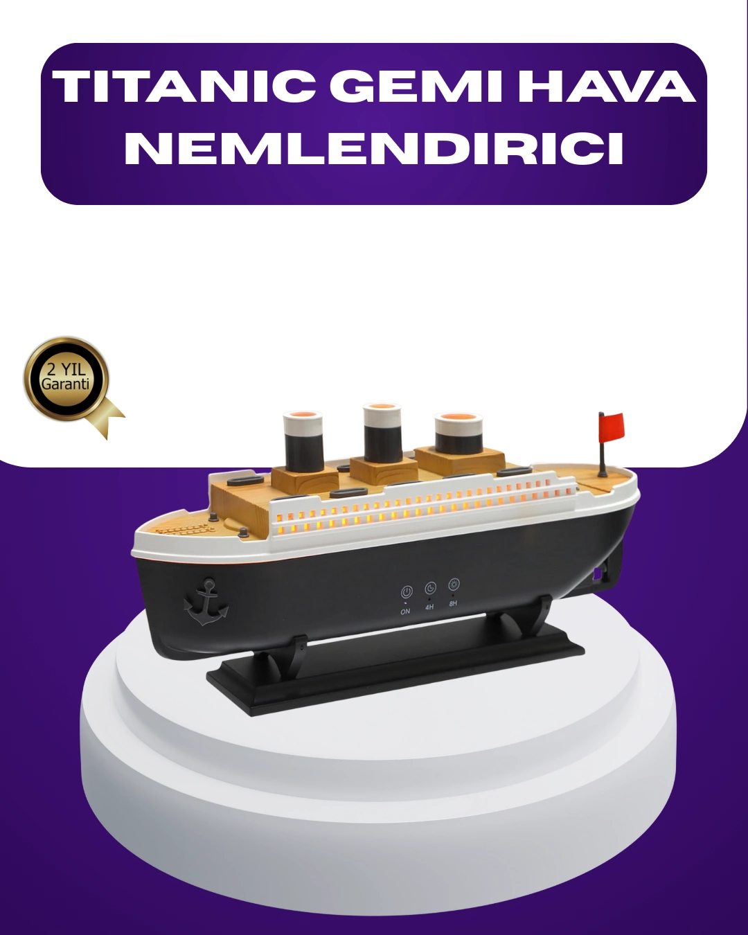 Titanik Gemi Tasarımlı Led Işıklı Hava Nemlendirici Buhar Efektli Oda Difüzörü ( Lisinya )