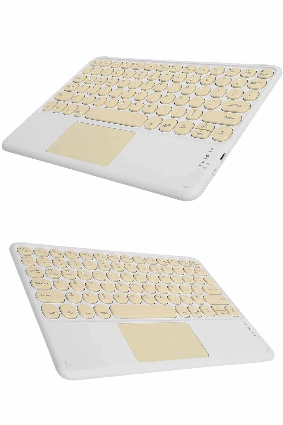 Touchpad Tüm Cihazlara Uyumlu Bluetooth Klavye Touchpad Slim Kablosuz Kablosuz Q Klavye ( Lisinya )