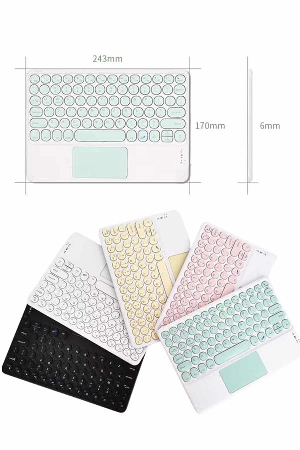 Touchpad Tüm Cihazlara Uyumlu Bluetooth Klavye Touchpad Slim Kablosuz Kablosuz Q Klavye ( Lisinya )