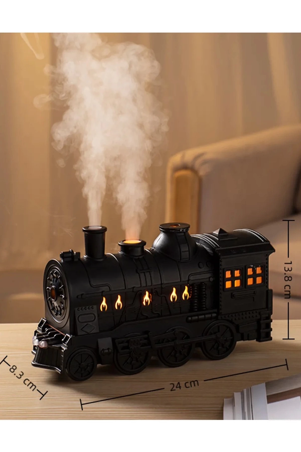 Tren Şeklinde Buharlı Oda Hava Nemlendirici Işık Buhar Makinesi Kumandalı ( Lisinya )