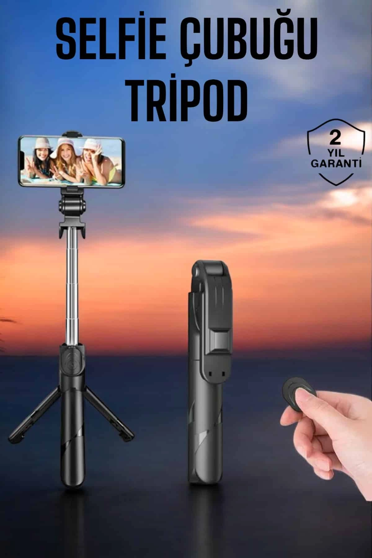Tripod Kablosuz Bluetooth Bağlantılı Selfie Çubuğu 360 Derece Dönebilen ( Lisinya )
