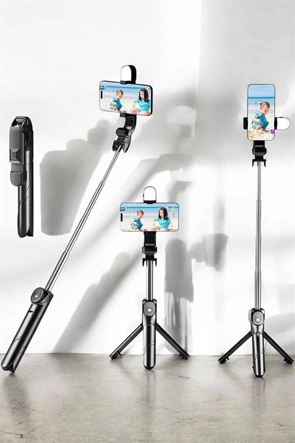 Tripod Kablosuz Bluetooth Bağlantılı Selfie Çubuğu 360 Derece Dönebilen ( Lisinya )