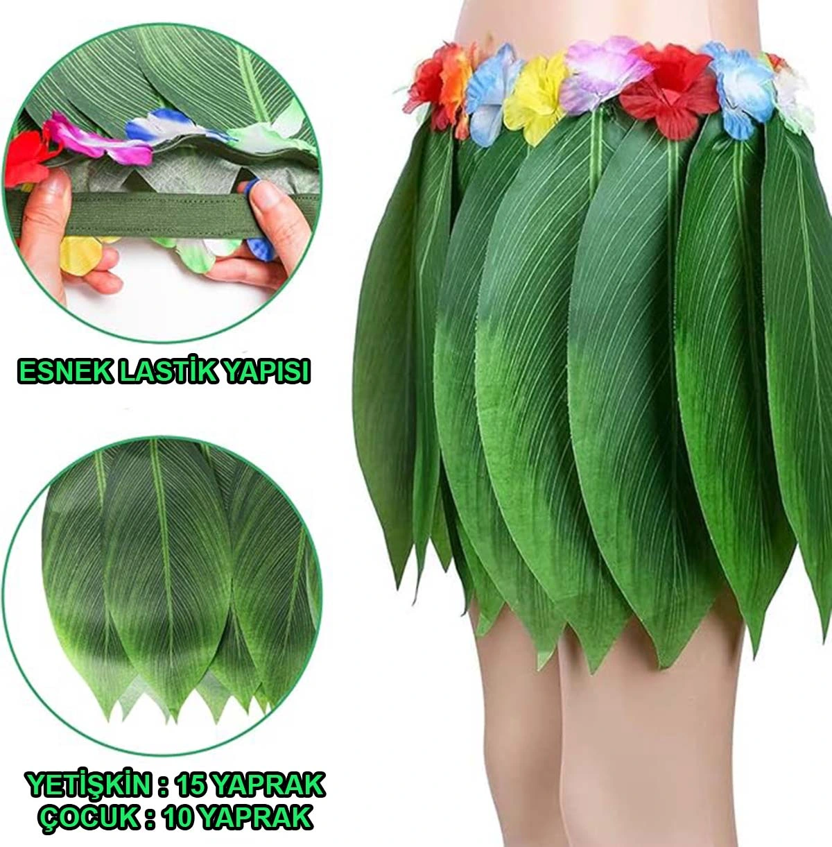 Tropikal Esintili Hawaii Yapraklı Parti Eteği Yetişkin Boy ( Lisinya ) Tropikal Esintili Hawaii Yapraklı Parti Eteği Yetişkin Boy ( Lisinya )