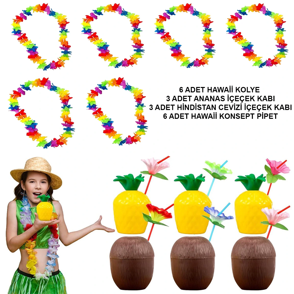 Tropikal Hawaii Parti Malzemeleri – Kolye, Pipet, Bardak Seti ( Lisinya ) Tropikal Hawaii Parti Malzemeleri – Kolye, Pipet, Bardak Seti ( Lisinya )