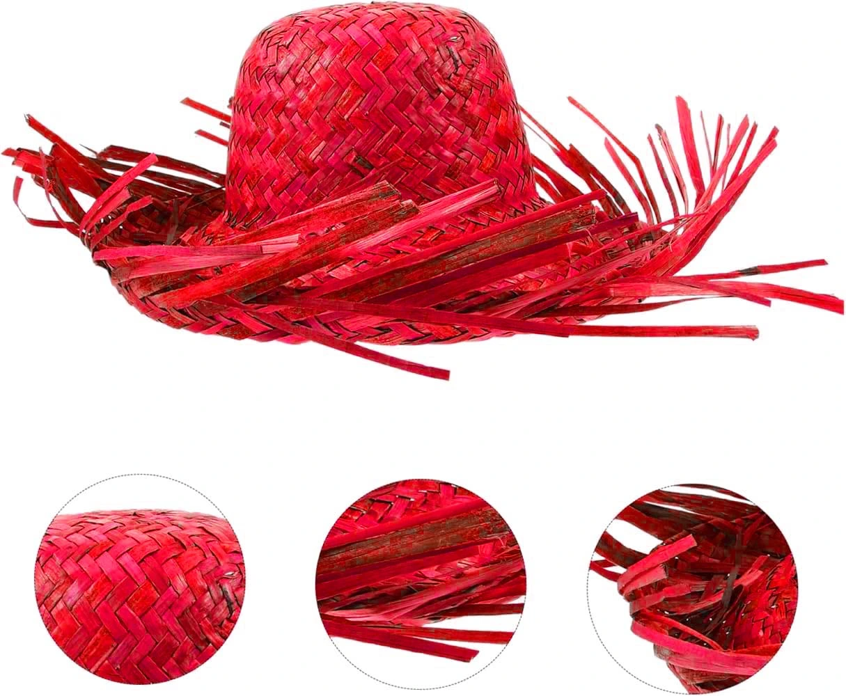 Tropikal Parti Kırmızı Hasır Hawaii Şapkası ( Lisinya ) Tropikal Parti Kırmızı Hasır Hawaii Şapkası ( Lisinya )